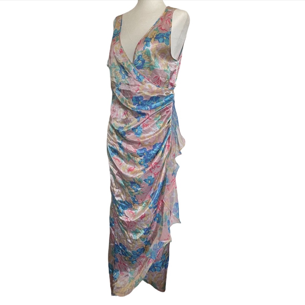 Vintage Victoria’s Secret gold label ruffled wrap slip dress